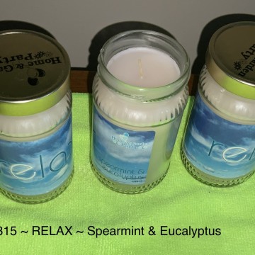 Jar candle  - Lot of three  (3) Relax - spearmint & Eucalyptus  - 10 oz each