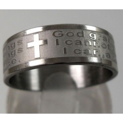 AA's Serenity Prayer Etched on Stainless Steel Ring band 