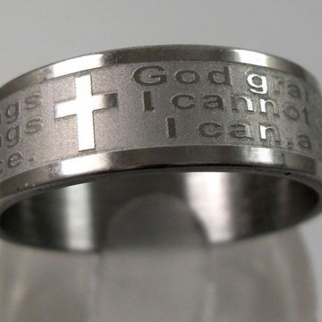 AA's Serenity Prayer Etched on Stainless Steel Ring band 