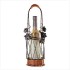 Metal, rattan wine bottle basket