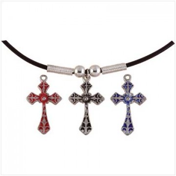 Black cord cross necklace