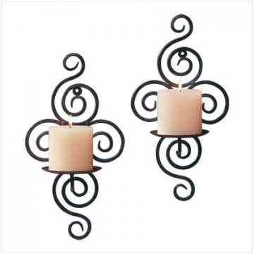 Wrought iron swirl wall hldrs