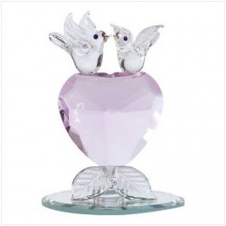 Glass lovebirds, crystal heart