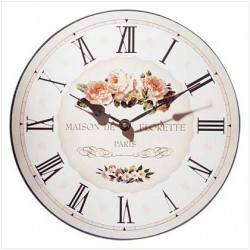 Wood floral wall clock