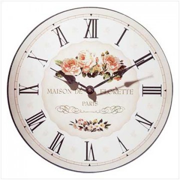 Wood floral wall clock