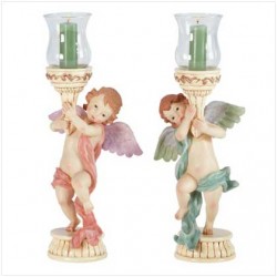 Cherubs glass votive holders