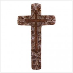 Rustic  wood carved wall cross