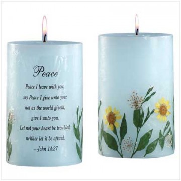 Peace dry flowers blue candle